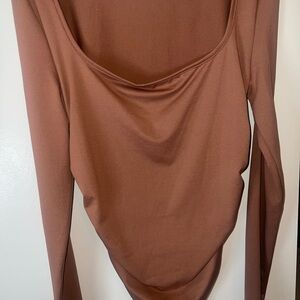 Elegant Brown Long Sleeve Top